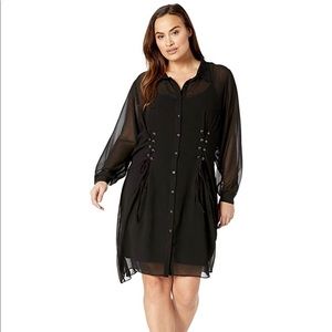 City Chic- black Corset lace up sheer tunic. NWT